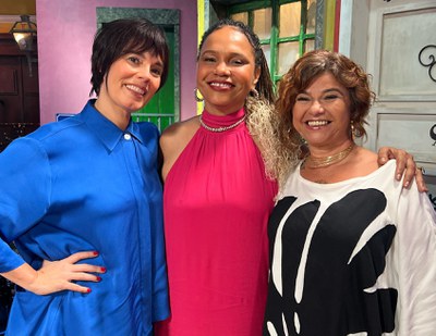 Mariana Baltar, Teresa Cristina e Dorina no Samba na Gamboa / Crédito: Divulgação / TV Brasil