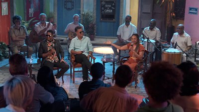 Fernando Bento, Alex Ribeiro e Teresa Cristina no programa Samba na Gamboa / Crédito: Divulgação / TV Brasil