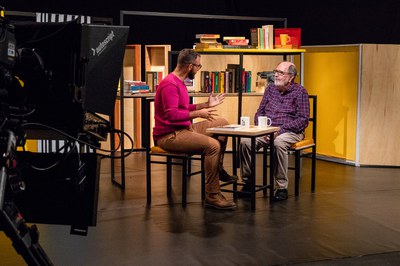 Cacá Diegues bate-papo sobre cinema e literatura com Raphael Montes no Trilha de Letras / Crédito Kamyla Abreu / TV Brasil
